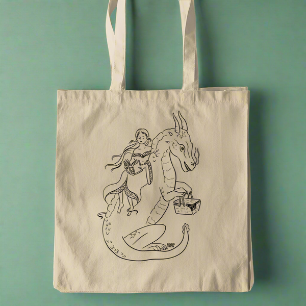 Dragon Picnic Cotton Tote Bag