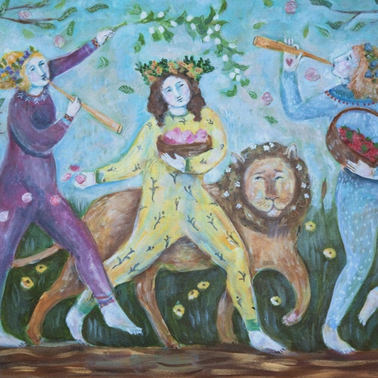 Spring Dance with Lion Canvas Art Print