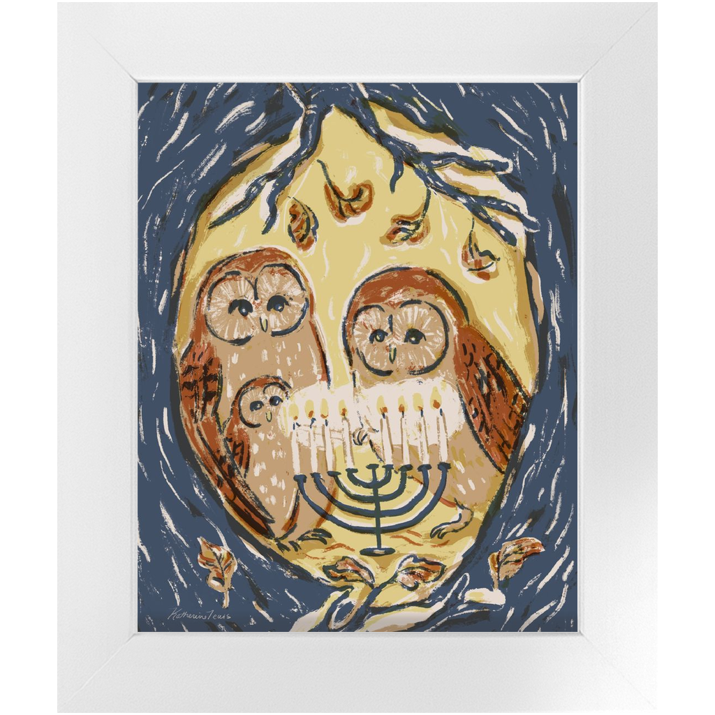 Hannukuh Owls Seasonal Decor 8x10
