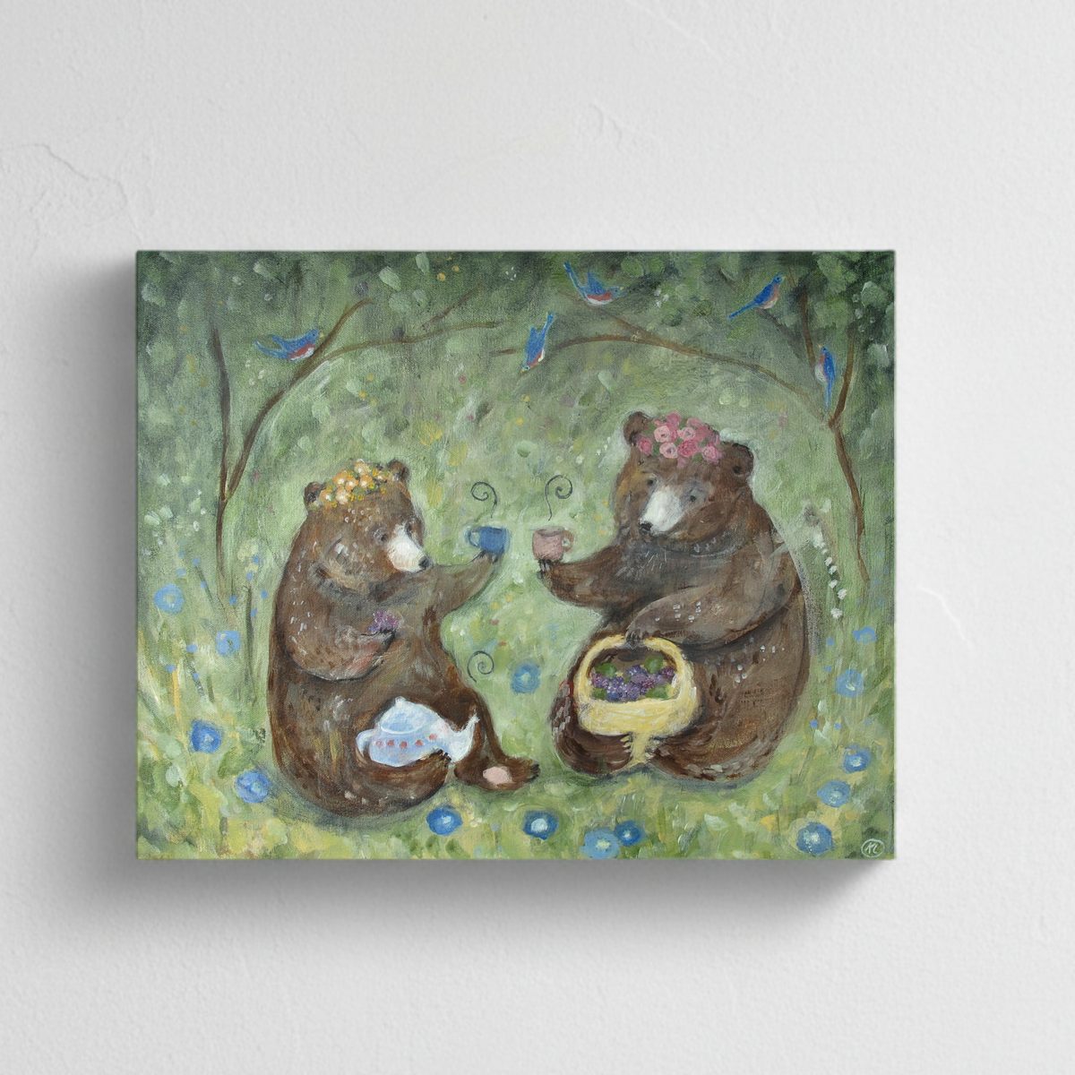 Berry Time with Bears Canvas Art Print