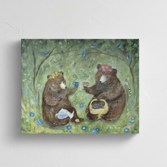 Berry Time with Bears Canvas Art Print
