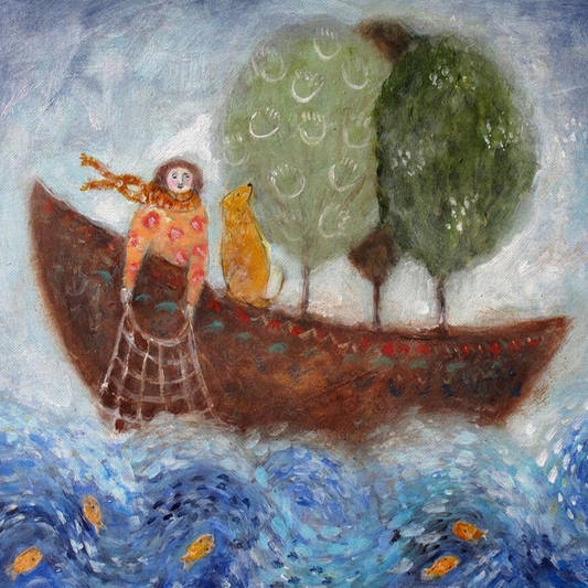 Boating with Trees Canvas Art Print