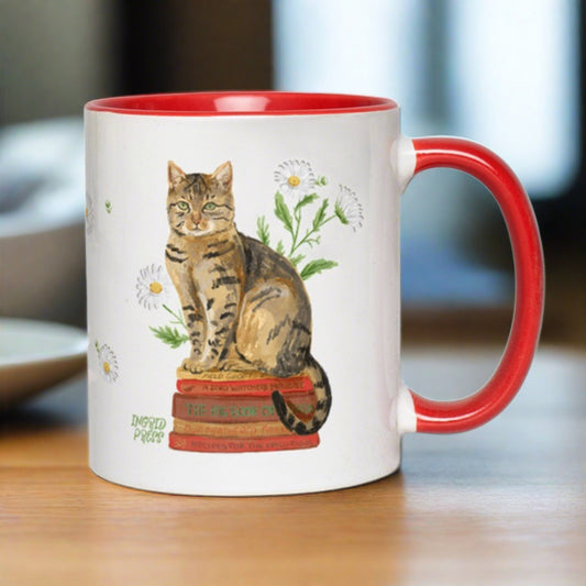 Daisy Book Cat Ceramic Mug