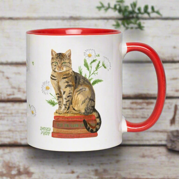 Daisy Book Cat 11oz Ceramic Accent Mug