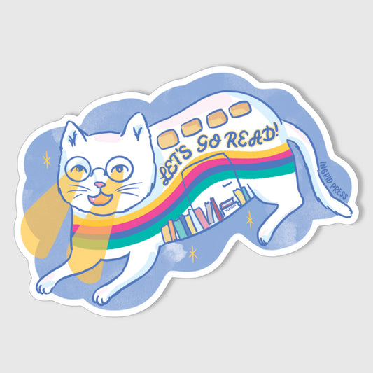 Cat Book Bus Die-Cut Sticker