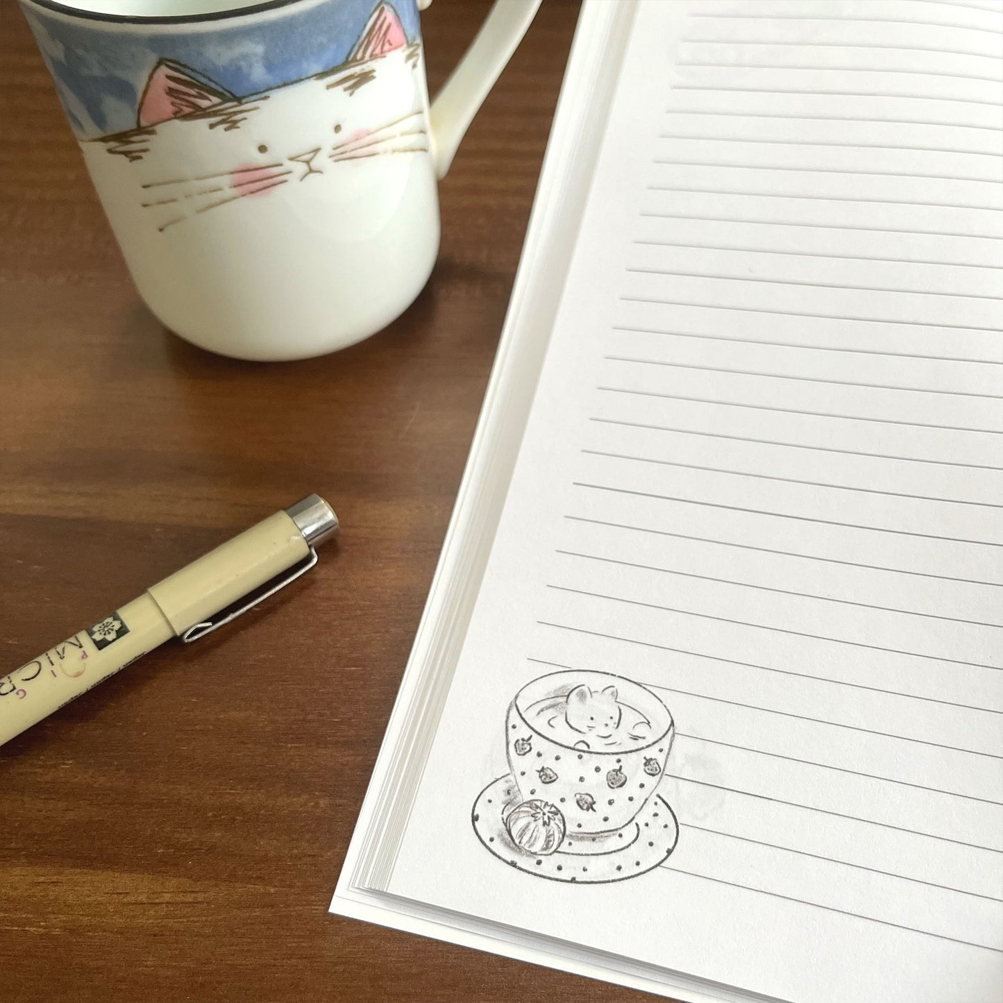 Cafe Cat Illustrated Book Lined Journal