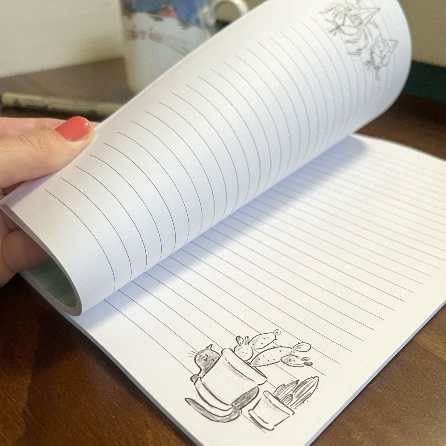 Cafe Cat Illustrated Book Lined Journal