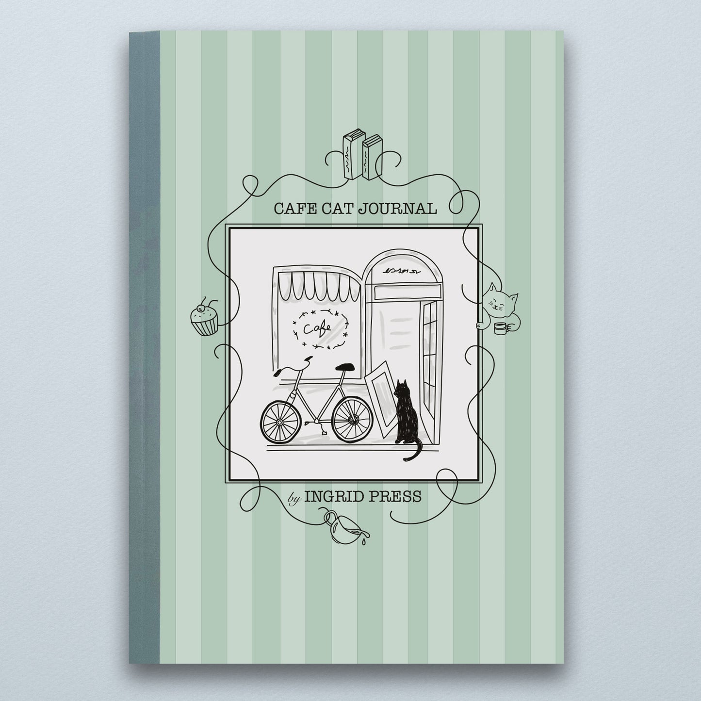 Cafe Cat Illustrated Book Lined Journal