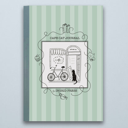 Cafe Cat Illustrated Book Lined Journal