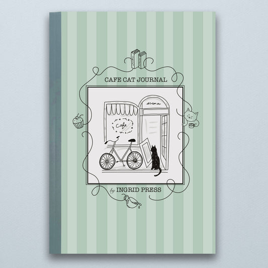 Cafe Cat Illustrated Book Lined Journal