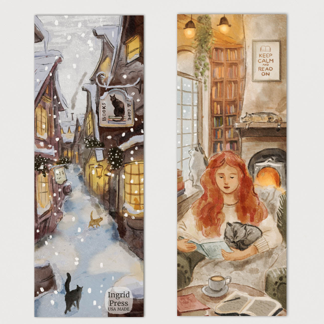 Cats, Books and Coffee Double-Sided Bookmark 16 Set