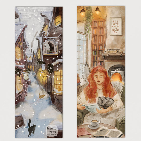 Cats, Books and Coffee Double-Sided Bookmark