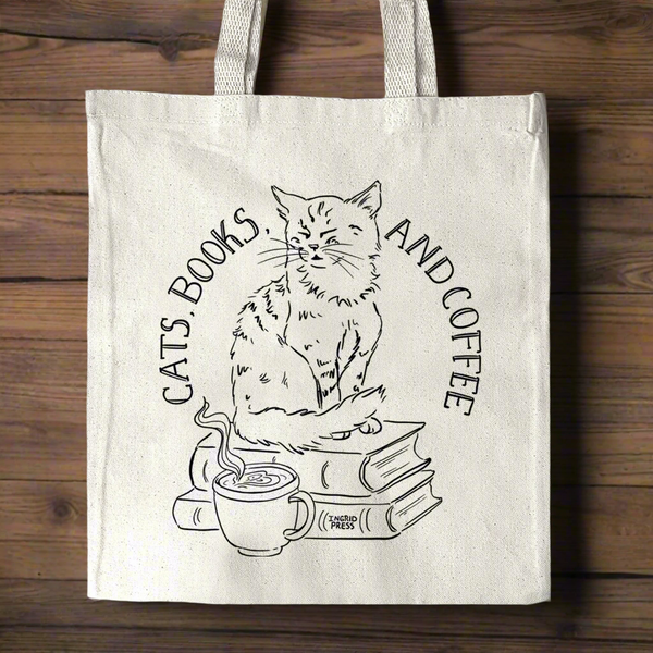 Cats, Books, And Coffee Tote Bag Wholesale