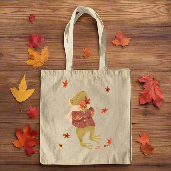 Fall Frog Canvas Tote Bag