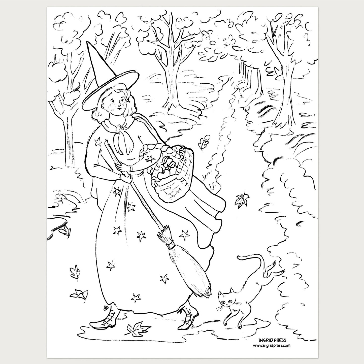 Fall Witch Coloring Page