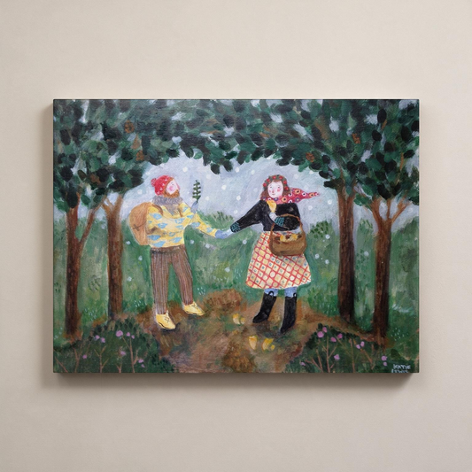 Foraging in a Snowy Wood Canvas Art Print