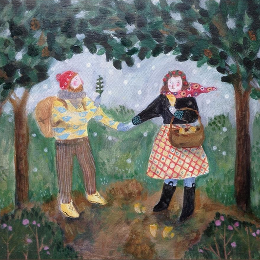 Foraging in a Snowy Wood Canvas Art Print