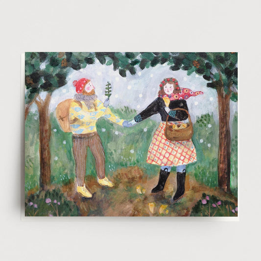 Foraging in a Snowy Wood Greeting Card