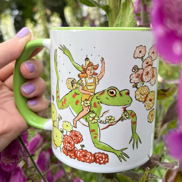 Frogs and Flower Seeds 11oz Ceramic Accent Mug