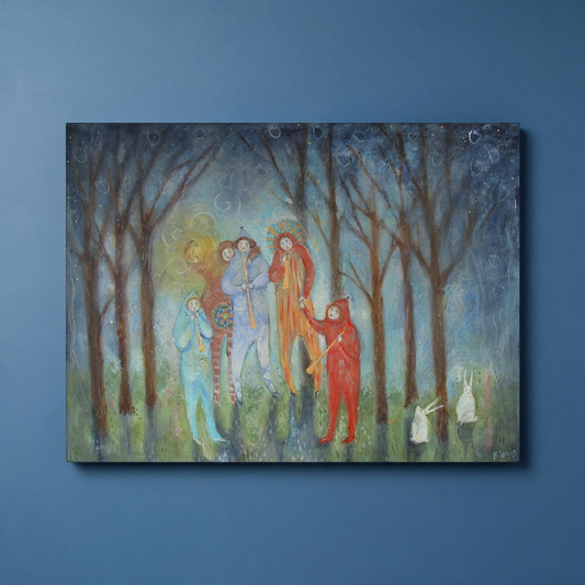 Gathering in the Wood Canvas Art Print