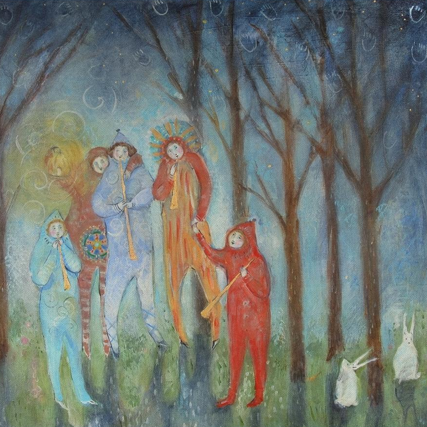 Gathering in the Wood Canvas Art Print