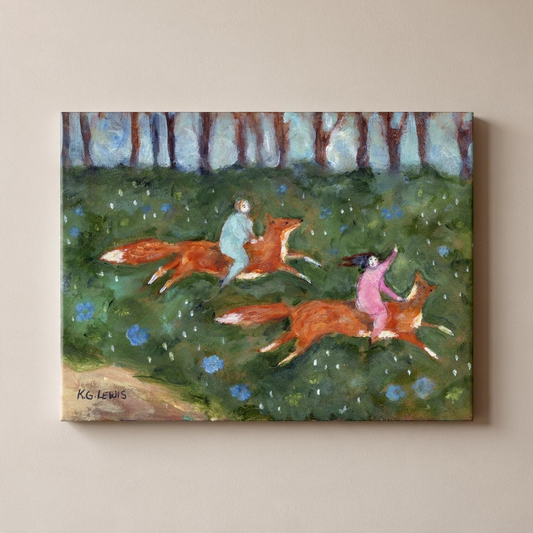 Girl Fox Boy Fox Canvas Art Print