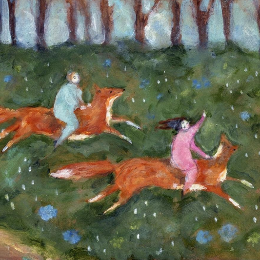 Girl Fox Boy Fox Canvas Art Print