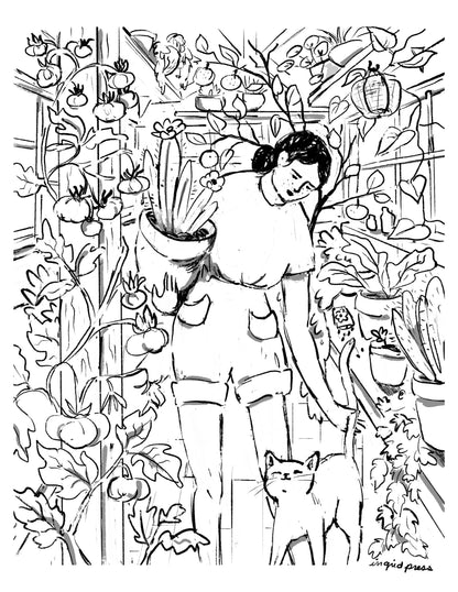 Greenhouse Day Digital Coloring Page Download
