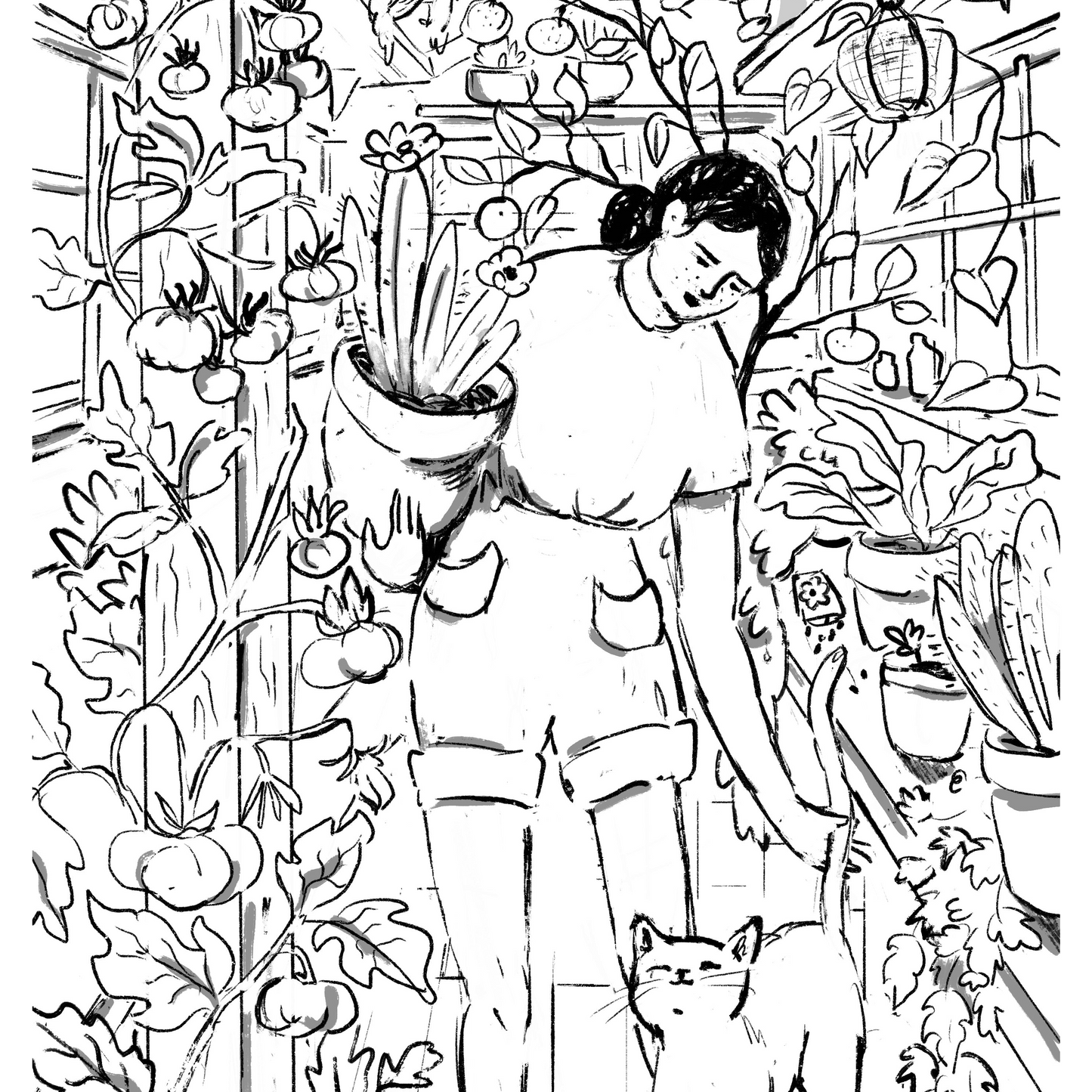 Greenhouse Day Digital Coloring Page Download