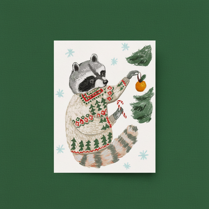 Holiday Raccoon Card H-117