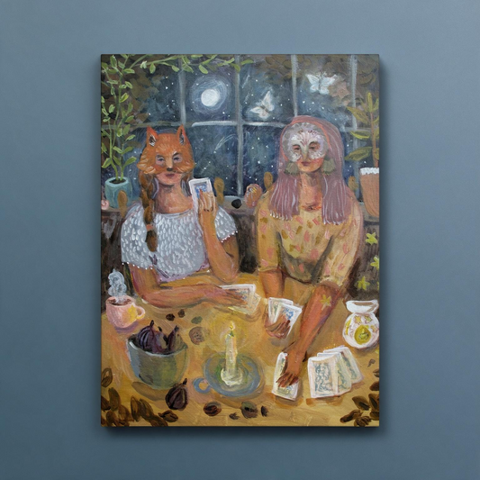 Lady Fox and Sister Owl Canvas Art Print