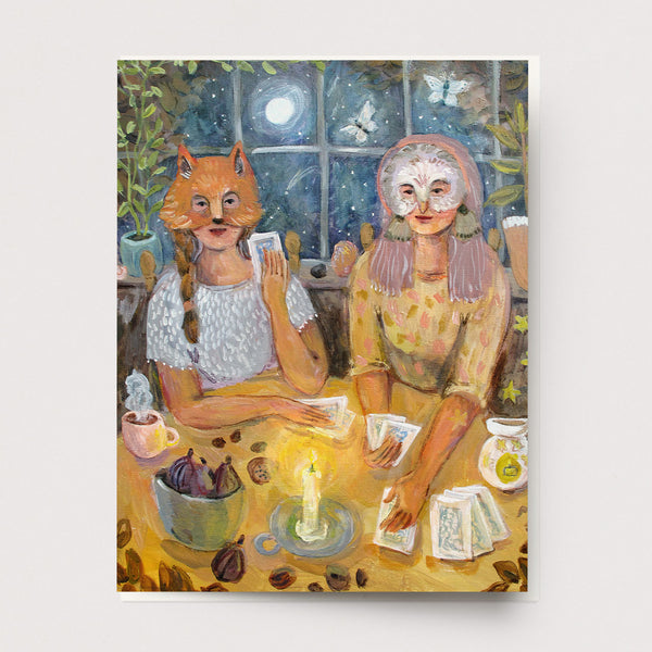 Lady Fox & Sister owl Card U-182