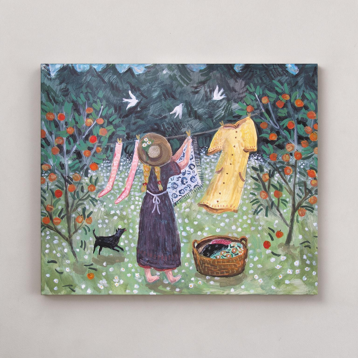 Laundry in the Orchard Canvas Art Print