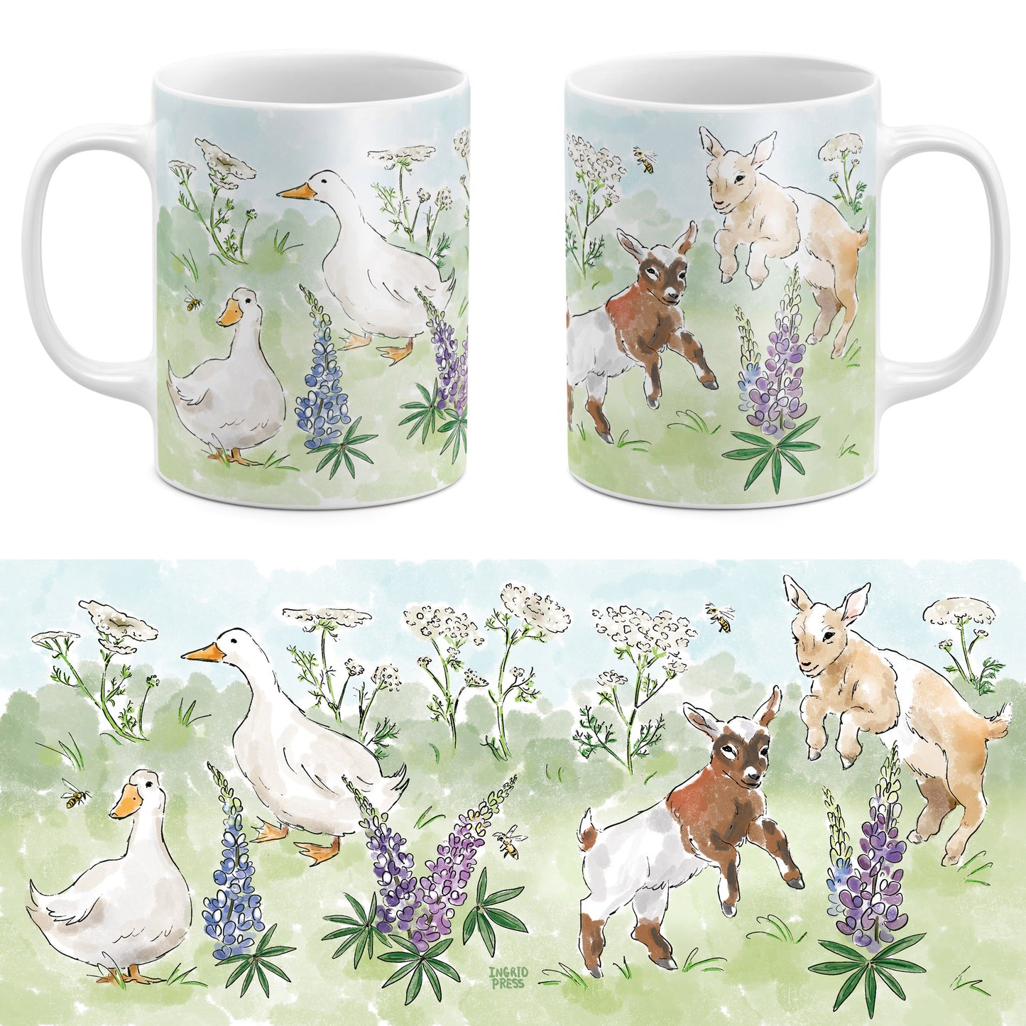 Meadow Friends 11oz White Ceramic Mug