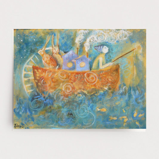 Rabbit Ferry Greeting Card