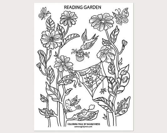 Reading Garden coloring page