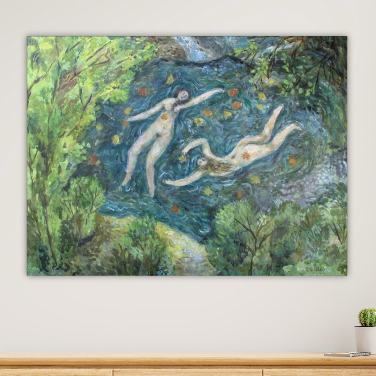 River Swim Canvas Art Print
