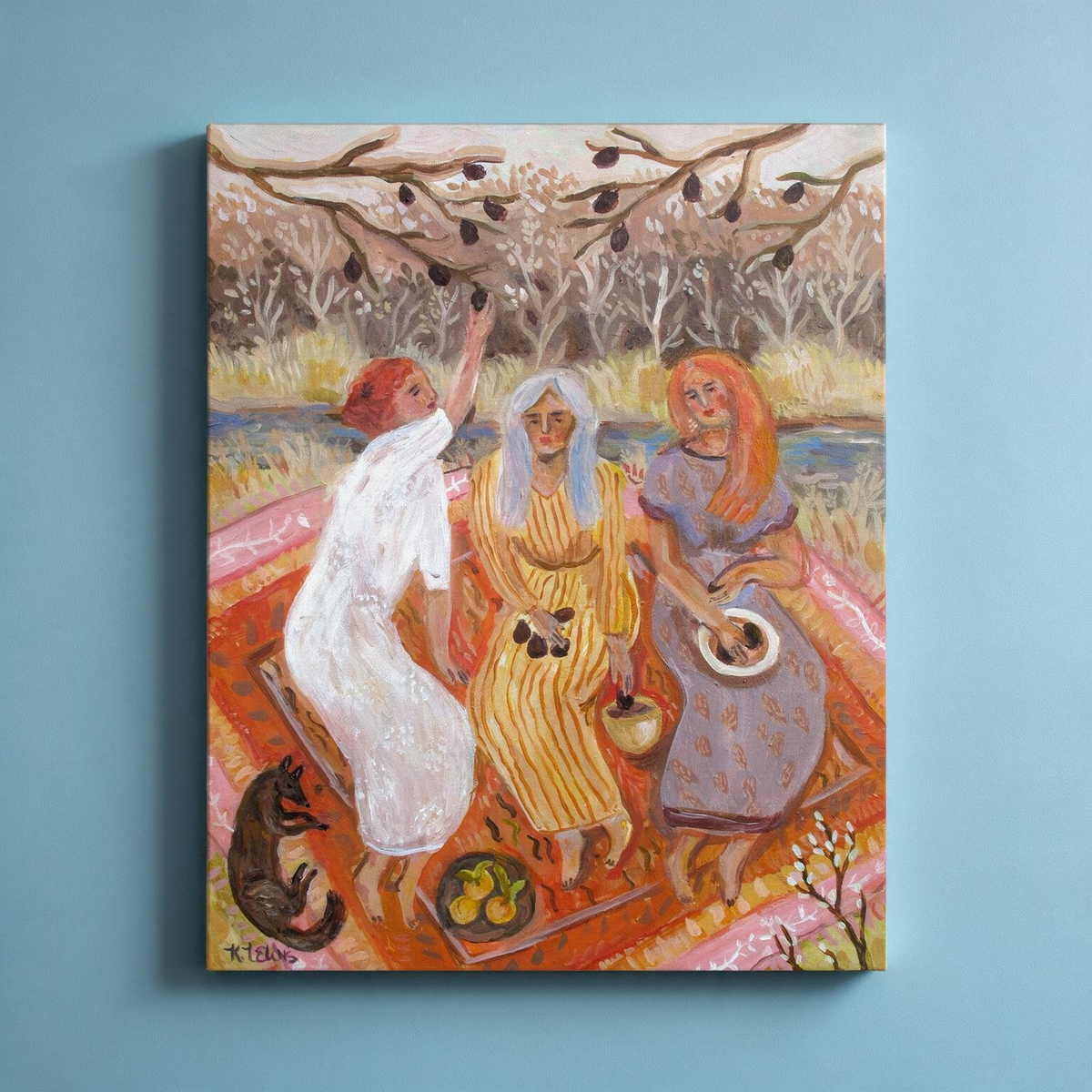River Picnic Canvas Art Print