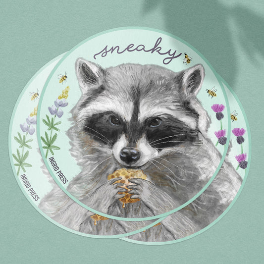 Sneaky Raccoon Die-Cut Sticker