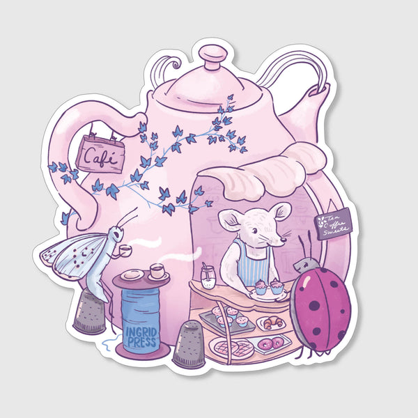 Teapot Cafe Die-Cut Sticker