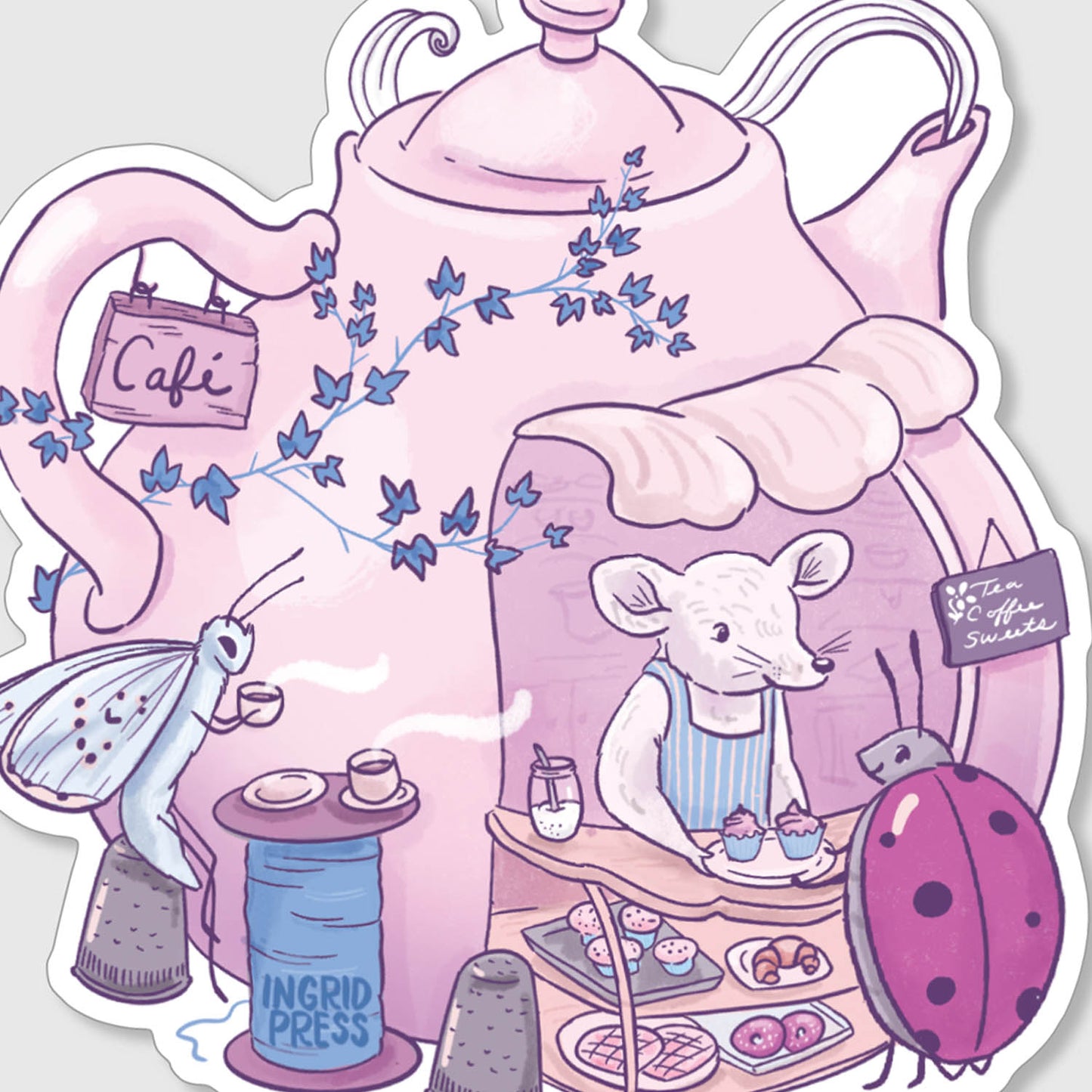 Teapot Cafe Die-Cut Sticker