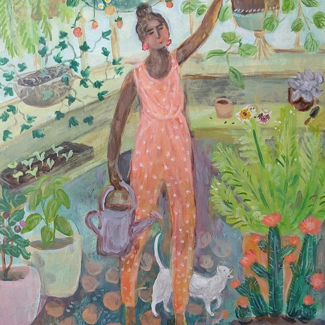 Greenhouse Woman Canvas Art Print