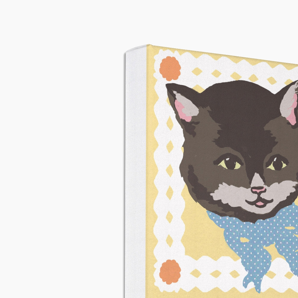 Black Vintage Cat Eco Mini Canvas