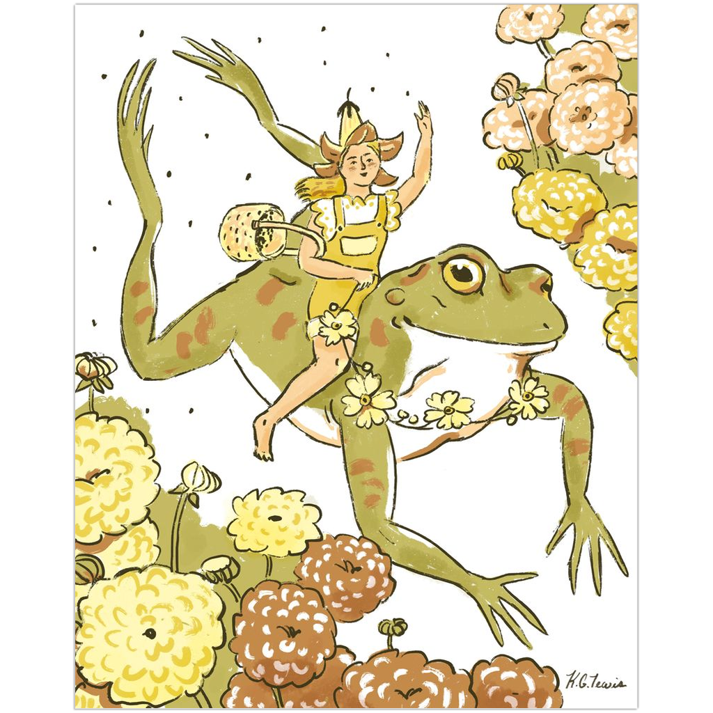 Frog and Flower Seeds Paper Print 8x10