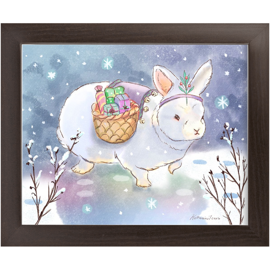 Winter Rabbit Holiday Decor 8x10