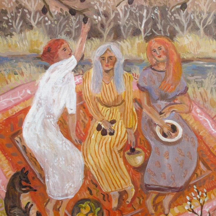 River Picnic Canvas Art Print
