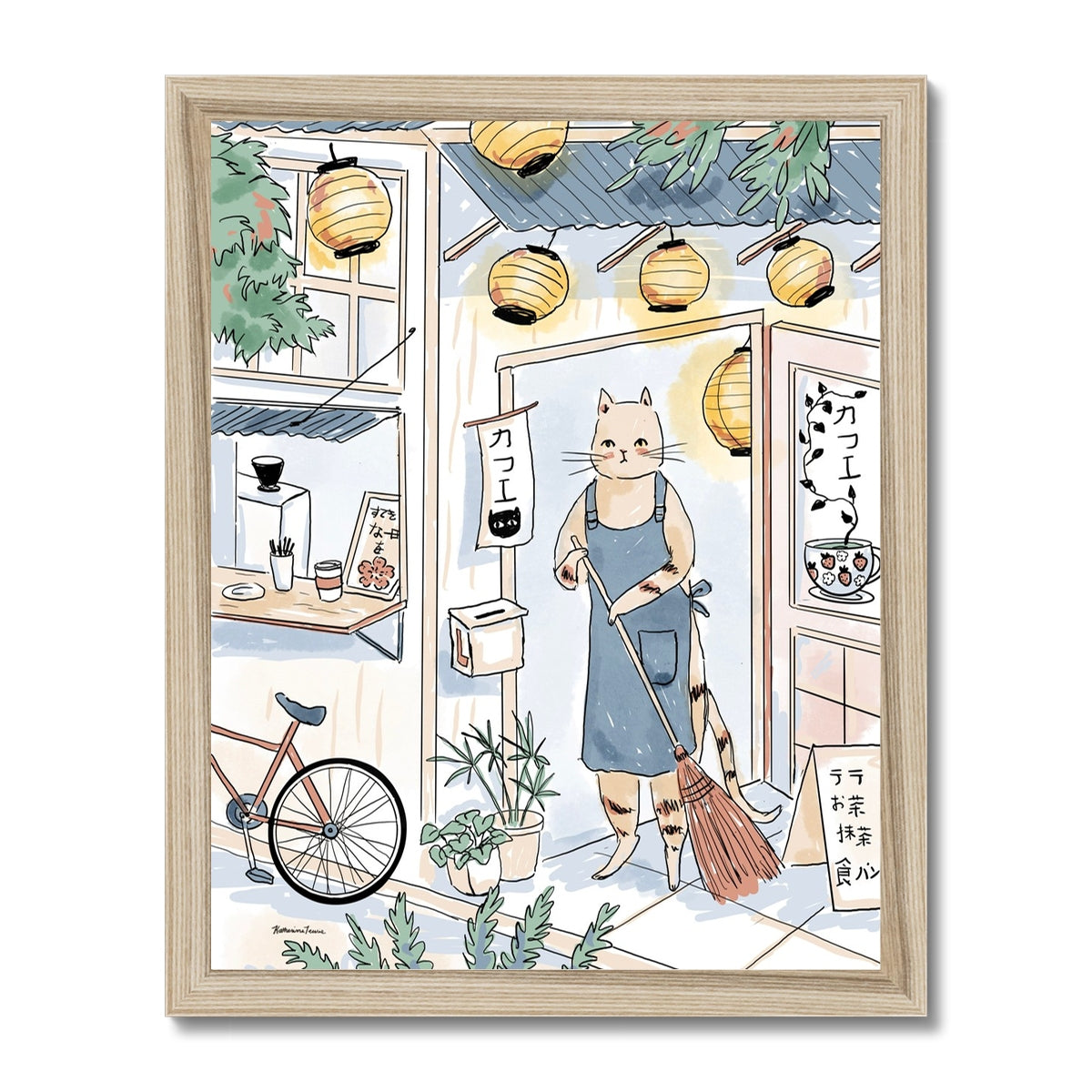 Cat Cafe Framed Print