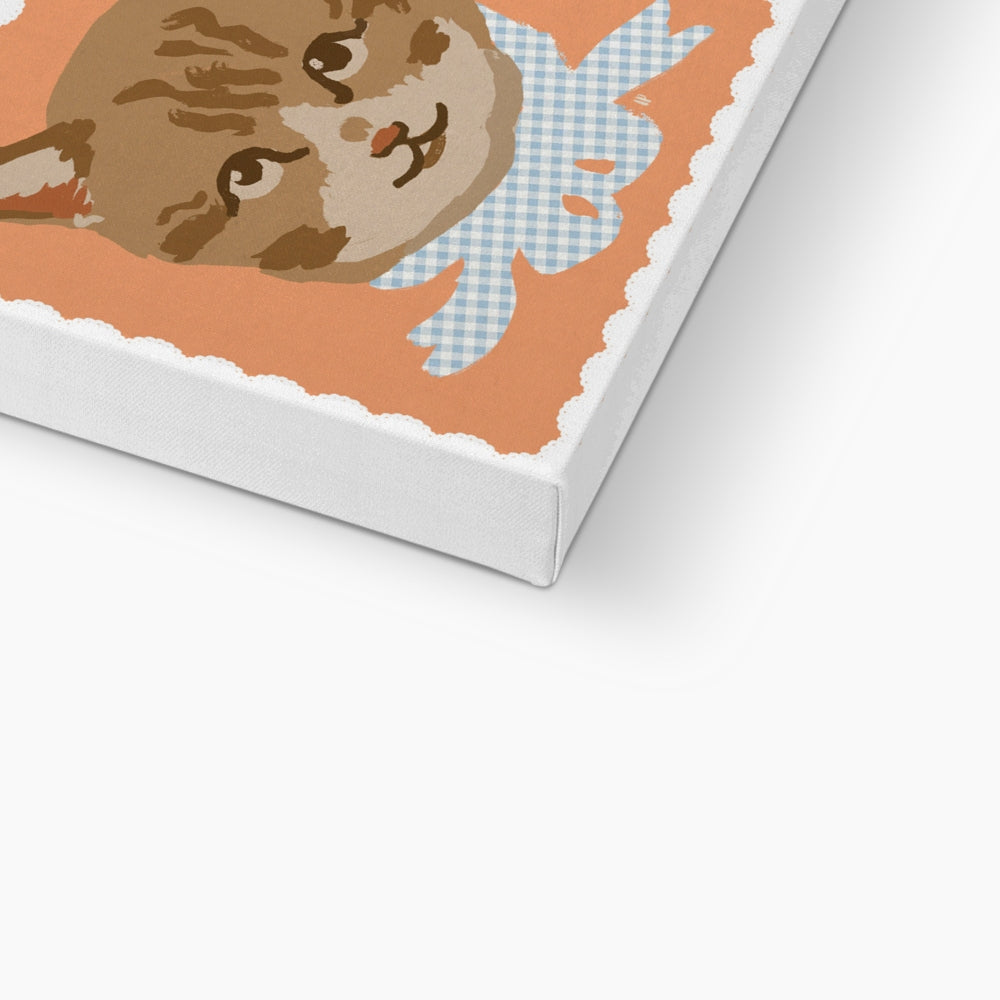 Brown Vintage Cat Eco Mini Canvas
