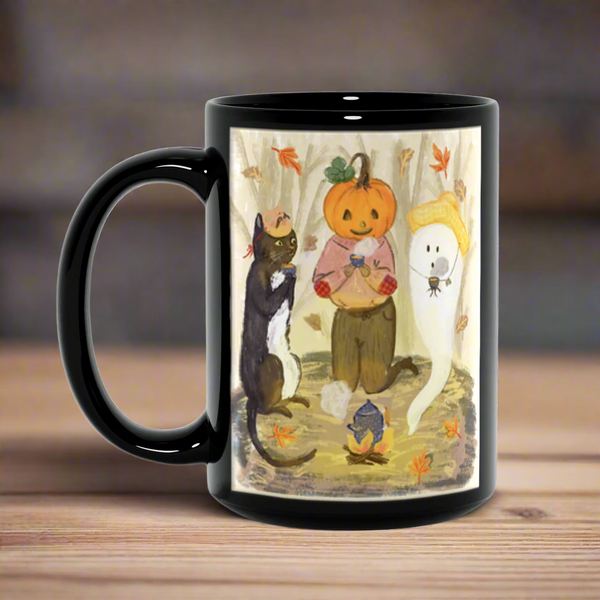 Bonfire Friends Black 15oz Ceramic Mug