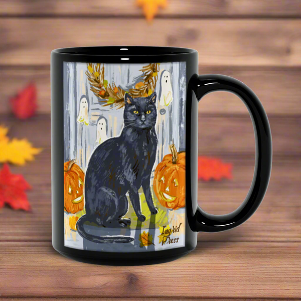 Halloween Door Cat 15oz Ceramic Mug